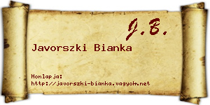 Javorszki Bianka névjegykártya